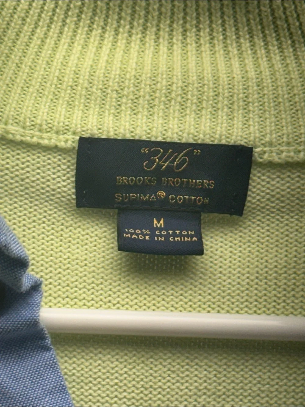 Brooks Brothers 346 Mens M 1/2 Button Supima Cotton Green Navy Striped Sweater
